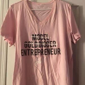 Pink Graphic V-Neck T-Shirt